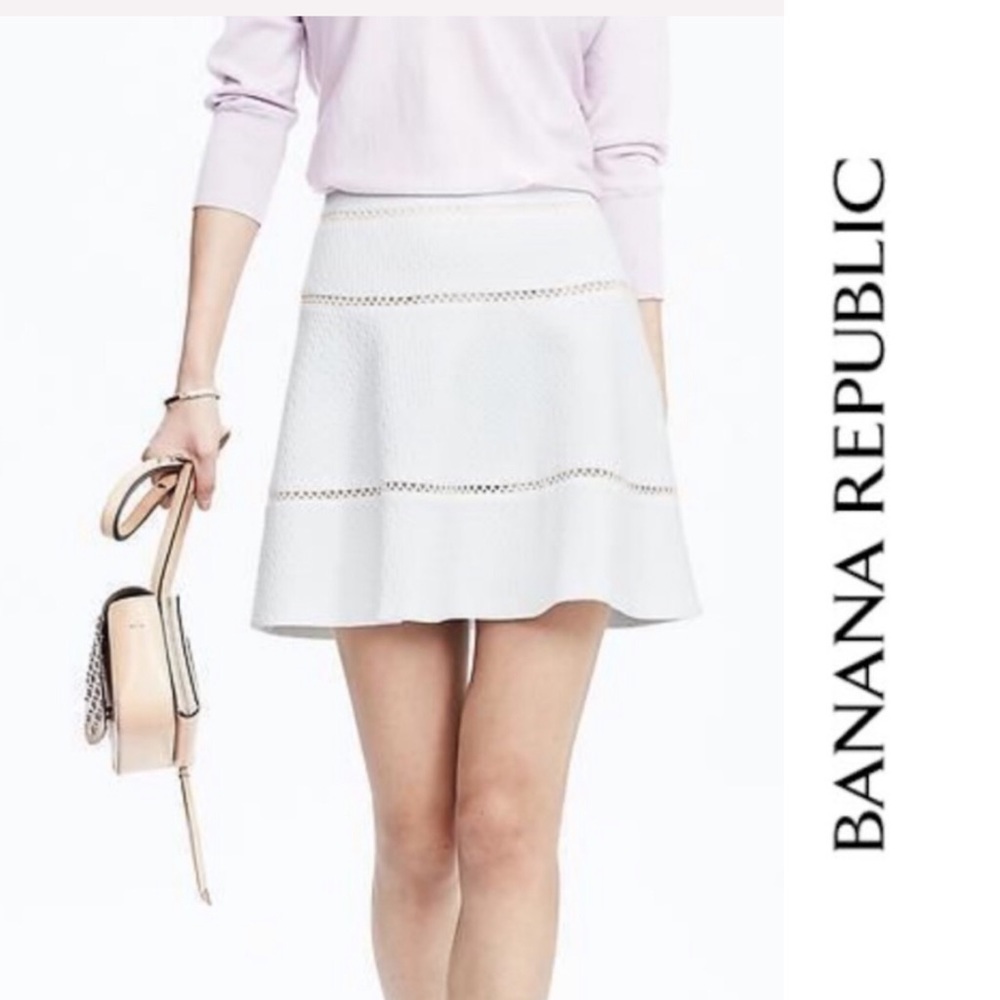 Banana Republic white jacquard skirt NWOT 0 - Picture 1 of 8